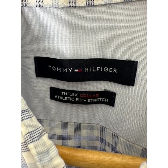 Tommy Hilfiger Athletic Fit Blue Plaid Long Sleeve Button-Down Shirt Mens Large - Picture 5 of 6